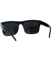 Rectangular Mens All Black Sunglasses Designer Style Rectangular Bold Top Shades - Shiny Black - CN18III46RL $8.34