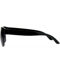 Rectangular Mens All Black Sunglasses Designer Style Rectangular Bold Top Shades - Shiny Black - CN18III46RL $8.34