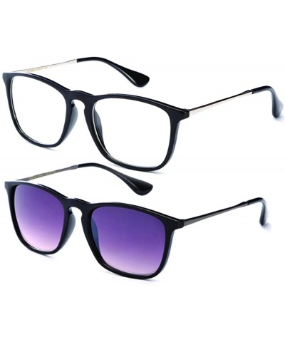 Square Newbee Fashion Classic Unisex Keyhole Fashion Clear Lens Eye Glasses & Sunglasses with Flash Lens - C8183N0I634 $27.62