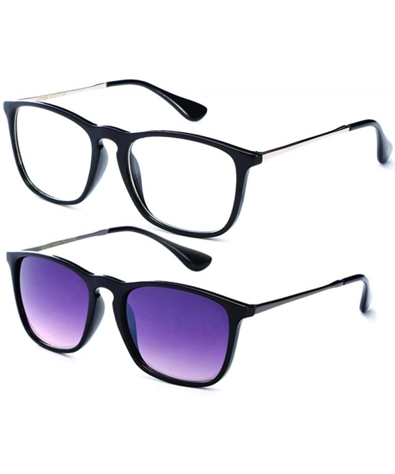 Square Newbee Fashion Classic Unisex Keyhole Fashion Clear Lens Eye Glasses & Sunglasses with Flash Lens - C8183N0I634 $13.24