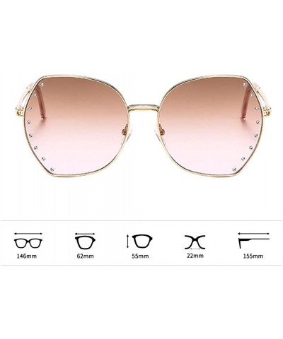 Oversized Womens Oversized Fashion Sunglasses UV400 Metal Frames Classic Eyewear - Tea Pink - CG197IG2OG6 $13.27