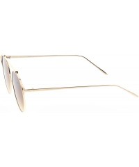 Cat Eye Oversize Open Metal Crossbar Round Tinted Flat Lens Cat Eye Glasses 55mm - Gold / Amber - CS182M3Z9R3 $9.45