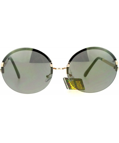 Rimless Fashion Womens Sunglasses Super Oversized Rimless Round Circle Frame - Gold (Black Gold) - CU18950RXEG $11.81