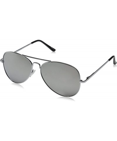 Aviator Premium Mirrored Aviator Top Gun Sunglasses w/ Spring Loaded Temples - Single Pair - Silver - CA12ECUDX2H $19.91