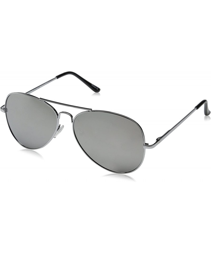 Aviator Premium Mirrored Aviator Top Gun Sunglasses w/ Spring Loaded Temples - Single Pair - Silver - CA12ECUDX2H $10.89