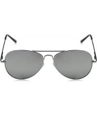 Aviator Premium Mirrored Aviator Top Gun Sunglasses w/ Spring Loaded Temples - Single Pair - Silver - CA12ECUDX2H $10.89