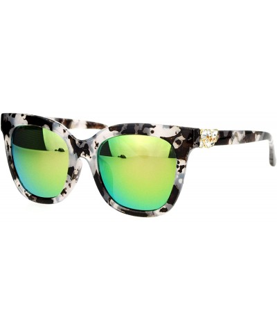 Wayfarer Diva Marble Rhinestone Jewel Horn Rim Horned Sunglasses - Grey Pink - CJ12DI9C13P $8.96