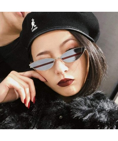 Aviator 2019 New Cute Sexy Sunglases Retro Cat Eye Sunglasses Women Metal Triangle Blue - Pink - CJ18XHE2T6L $10.89