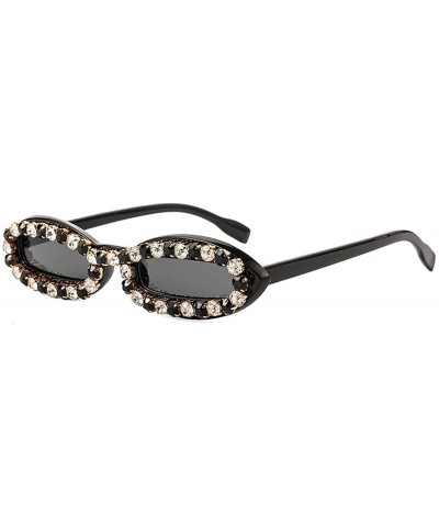 Round 2020 Fashion Vintage Oval Sunglasses Women Rhinestone Men Luxury Retro Small Shades - White - CI198ZH0X99 $35.87