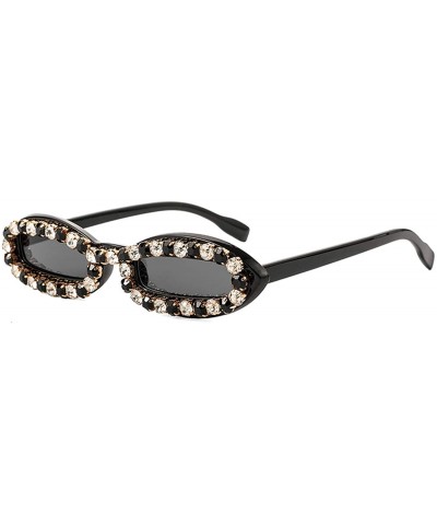Round 2020 Fashion Vintage Oval Sunglasses Women Rhinestone Men Luxury Retro Small Shades - White - CI198ZH0X99 $35.87