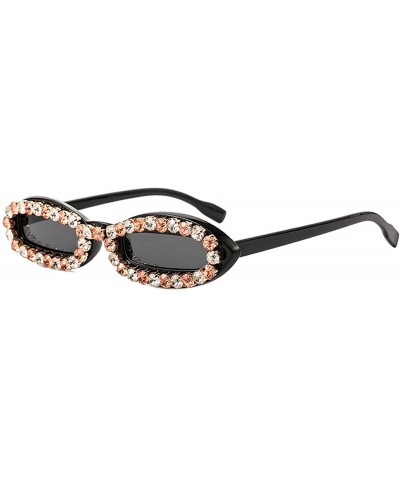 Round 2020 Fashion Vintage Oval Sunglasses Women Rhinestone Men Luxury Retro Small Shades - White - CI198ZH0X99 $35.87