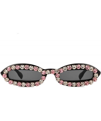 Round 2020 Fashion Vintage Oval Sunglasses Women Rhinestone Men Luxury Retro Small Shades - White - CI198ZH0X99 $35.87