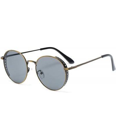 Goggle 2019 New Metal Round Hollow Punk Style Trend Sunglasses Women Sunglasses Mens Goggle - Bronze Grey - CG18YEWSL9H $25.19
