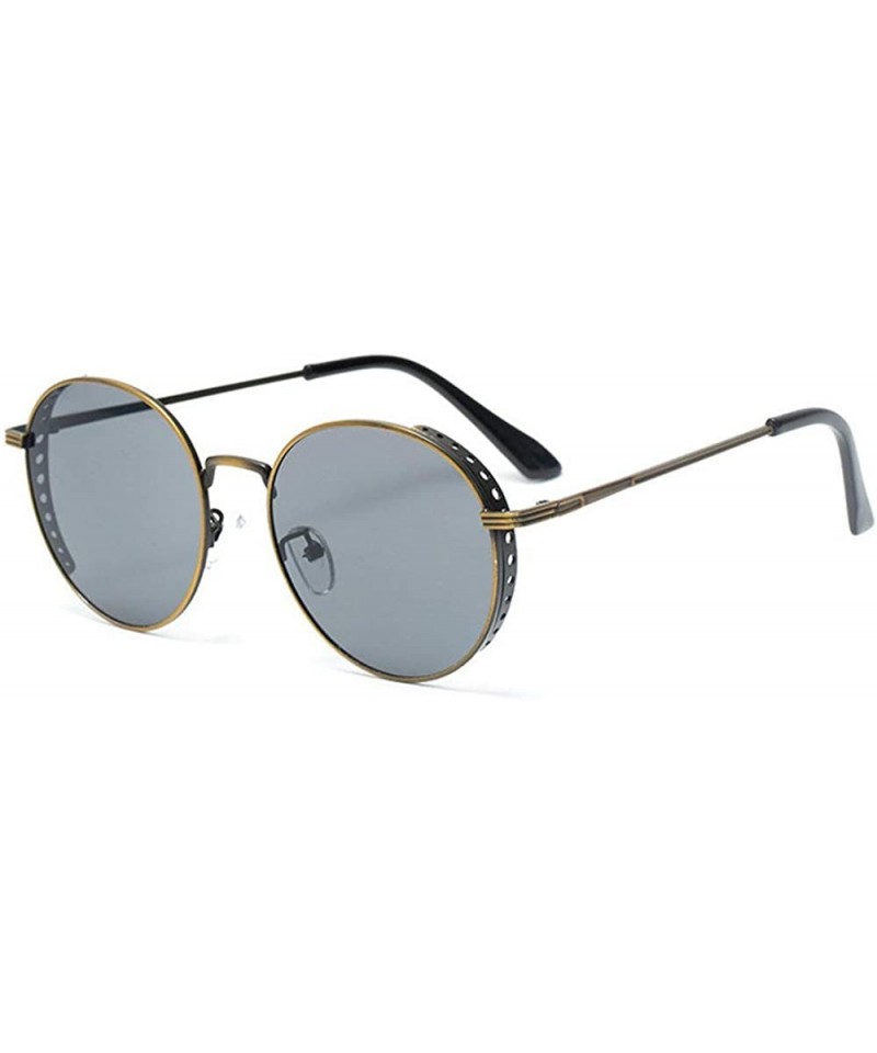 Goggle 2019 New Metal Round Hollow Punk Style Trend Sunglasses Women Sunglasses Mens Goggle - Bronze Grey - CG18YEWSL9H $12.10