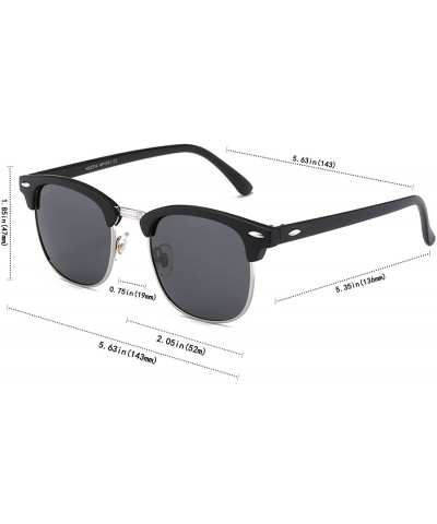 Round Semi Rimless Polarized Sunglasses Classic Metal Retro Rivets Sun Glasses - CI185YQ3OES $9.71