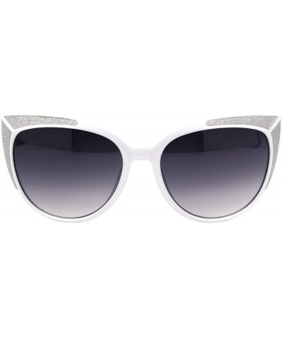Butterfly Chic Trendy Fashion Sunglasses Womens Butterfly Glitter Frame UV 400 - White Silver (Smoke) - C718Z8RMIZY $21.31