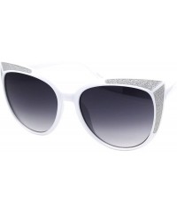 Butterfly Chic Trendy Fashion Sunglasses Womens Butterfly Glitter Frame UV 400 - White Silver (Smoke) - C718Z8RMIZY $13.92