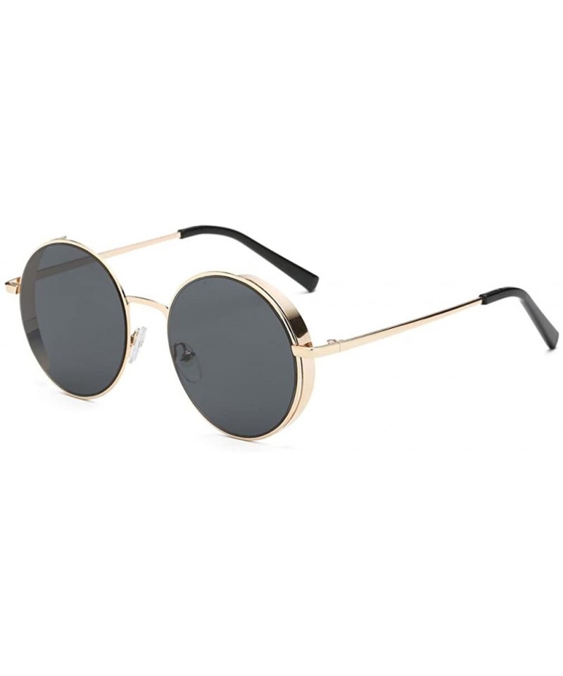 Sport Women Men Fashion Rounded Metal Frame Brand Classic Sunglasses - B - CI180QWYLKQ $9.32