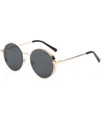 Sport Women Men Fashion Rounded Metal Frame Brand Classic Sunglasses - B - CI180QWYLKQ $9.32