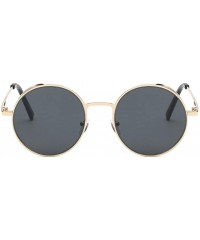 Sport Women Men Fashion Rounded Metal Frame Brand Classic Sunglasses - B - CI180QWYLKQ $9.32