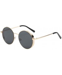 Sport Women Men Fashion Rounded Metal Frame Brand Classic Sunglasses - B - CI180QWYLKQ $9.32