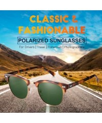 Rimless Vintage Polarized Sunglasses Protection - Yellow Tortoise Frame/ Green Lens - CN18AZMRGOK $19.58