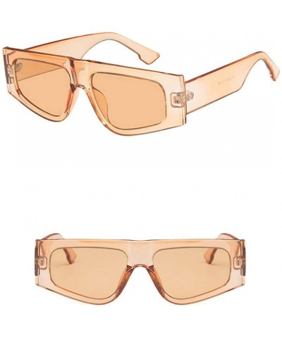Rectangular Unisex Sunglasses Fashion Bright Black Grey Drive Holiday Rectangle Non-Polarized UV400 - Brown - CH18RKH2905 $9.44