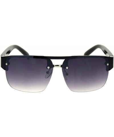 Rimless Minimal Mod Rectangular Half Rim Mens Plastic Designer Sunglasses - Black Smoke - CR18R6IT3AW $7.97