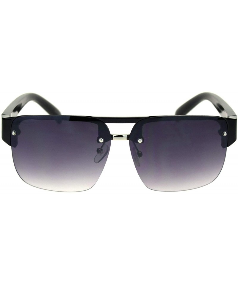 Rimless Minimal Mod Rectangular Half Rim Mens Plastic Designer Sunglasses - Black Smoke - CR18R6IT3AW $19.18