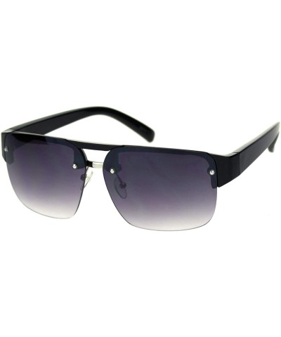 Rimless Minimal Mod Rectangular Half Rim Mens Plastic Designer Sunglasses - Black Smoke - CR18R6IT3AW $19.18