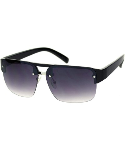 Rimless Minimal Mod Rectangular Half Rim Mens Plastic Designer Sunglasses - Black Smoke - CR18R6IT3AW $19.18