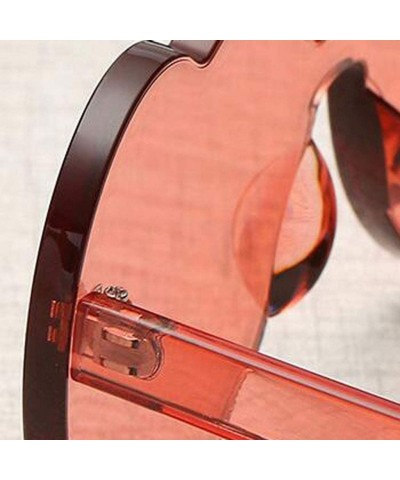 Square Heart Shaped Rimless Sunglasses Transparent Candy Color Frameless Glasses for Women Girls Party Gifts - Hot Pink - C51...