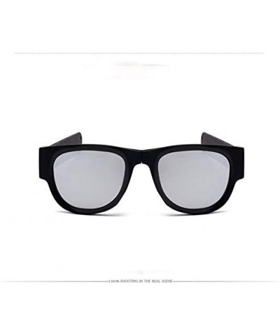 Round Premium Unisex Polarized Fold Frame Sun Glasses Trendy Stylish Sunglasses for Men Women - Black Grey Lens - CS18YLQZQUD...