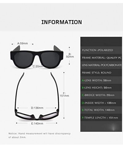 Round Premium Unisex Polarized Fold Frame Sun Glasses Trendy Stylish Sunglasses for Men Women - Black Grey Lens - CS18YLQZQUD...