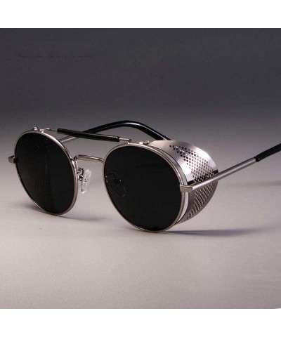 Aviator Retro Round Metal Sunglasses Steampunk Men Women Brand Designer Gold Tea - Gold Tea - CQ18YKUMX2G $13.02