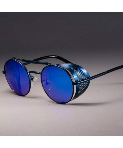 Aviator Retro Round Metal Sunglasses Steampunk Men Women Brand Designer Gold Tea - Gold Tea - CQ18YKUMX2G $13.02