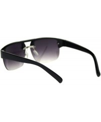 Rimless Minimal Mod Rectangular Half Rim Mens Plastic Designer Sunglasses - Black Smoke - CR18R6IT3AW $19.18
