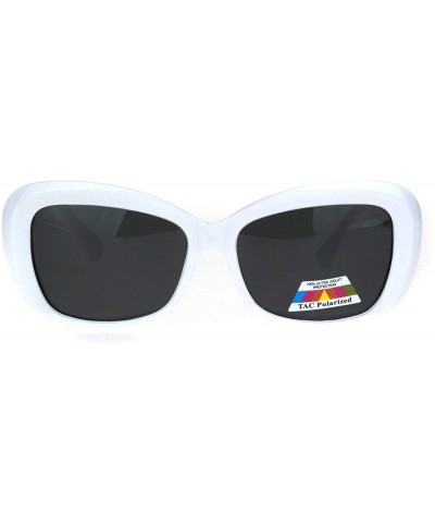 Rectangular Womens Polarized Antiglare Lens Mod Rounded Rectangle Plastic Rim Sunglasses - White Black - CI18IHNAUGG $13.90