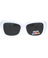 Rectangular Womens Polarized Antiglare Lens Mod Rounded Rectangle Plastic Rim Sunglasses - White Black - CI18IHNAUGG $22.36