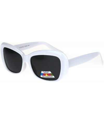 Rectangular Womens Polarized Antiglare Lens Mod Rounded Rectangle Plastic Rim Sunglasses - White Black - CI18IHNAUGG $22.97