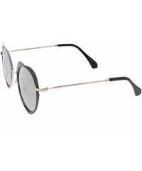 Oversized Women's Unique Thin Metal Arms Round Color Mirrored Lens Heart Sunglasses 54mm - Silver Black / Silver Mirror - CB1...