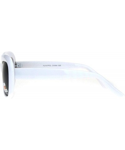 Rectangular Womens Polarized Antiglare Lens Mod Rounded Rectangle Plastic Rim Sunglasses - White Black - CI18IHNAUGG $22.36