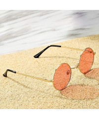 Round Retro Small Round Polarized Sunglasses for Men Women John Lennon Style - Gold Frame/Transparent Pink Lens - C5190O7RAZ7...