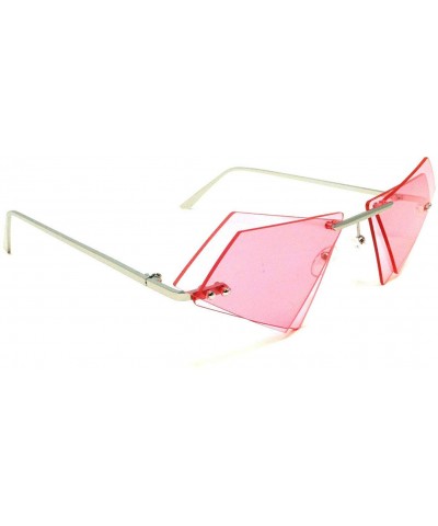 Rimless Women's Rimless Double Lens Cat Eye Triangle Sunglasses - Silver Metallic Frame - CY18UWLGGML $8.86