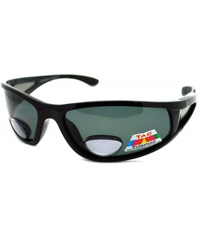 Sport Mens Wrap Around Sport Sunglasses Polarized Plus Bifocal Reading Lens Black - Black - CN11NRFYCOR $19.24