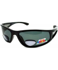 Sport Mens Wrap Around Sport Sunglasses Polarized Plus Bifocal Reading Lens Black - Black - CN11NRFYCOR $9.75