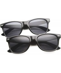 Wayfarer Classic Eyewear 80's Retro Large Horn Rimmed Style Sunglasses (2-Pack Smoke Lens (Black)) - CO184C205E2 $11.80