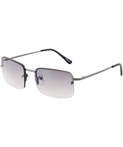 Oval Minimalist Medium Rectangular Sunglasses Clear Eyewear Spring Hinge - 2 Pack Black/Smoke and Gold/Brown - CU196QRWT9X $1...