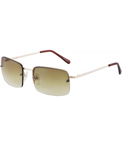 Oval Minimalist Medium Rectangular Sunglasses Clear Eyewear Spring Hinge - 2 Pack Black/Smoke and Gold/Brown - CU196QRWT9X $1...