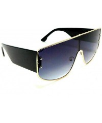 Wrap Oversized XL Wrap Around One Piece Lens Shield Aviator Sunglasses - Gold & Black Frame - C118WMDENA6 $14.80